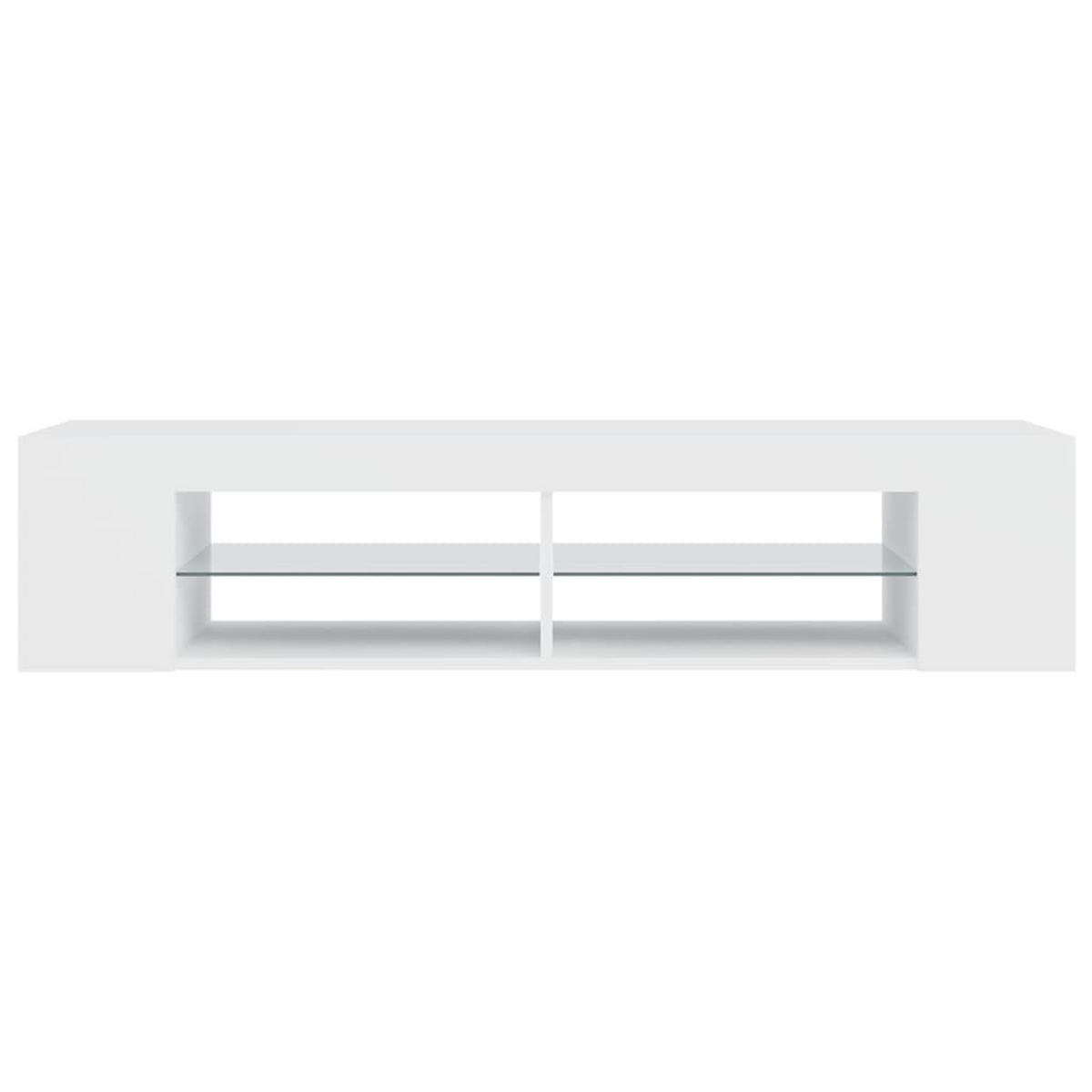 LOWBOARD mit LED und 2 Glasablagen, 135/39/30 cm, aus Holzwerkstoff, in Weiß - Weiß, Holz (135/30/39cm) - vidaXL