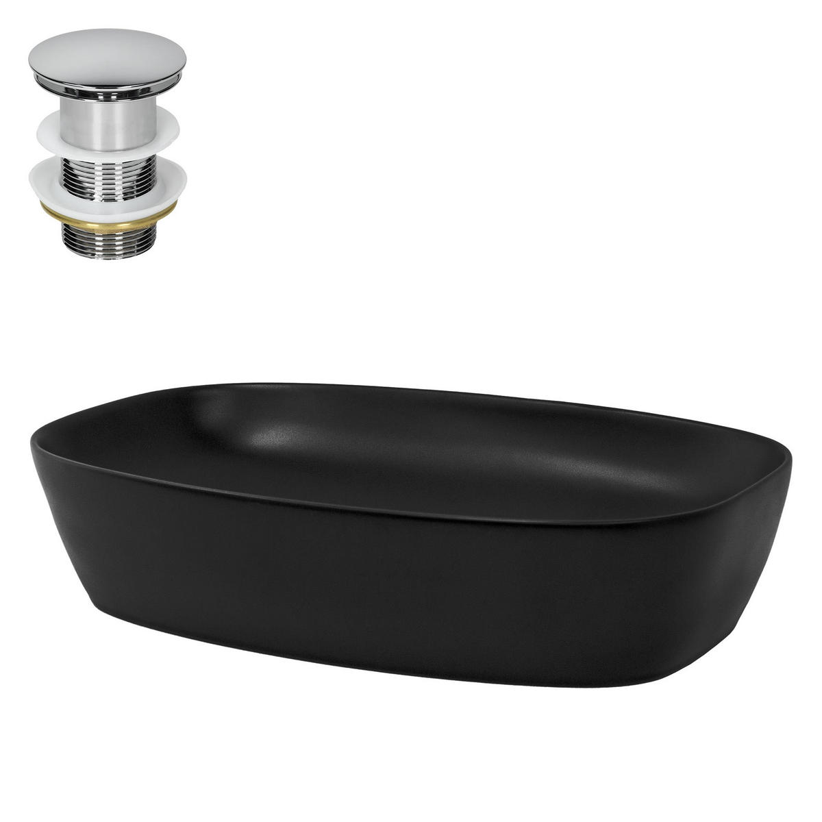 WASCHBECKEN - Schwarz, Keramik (38.5/14/60.5cm) - ML-DESIGN
