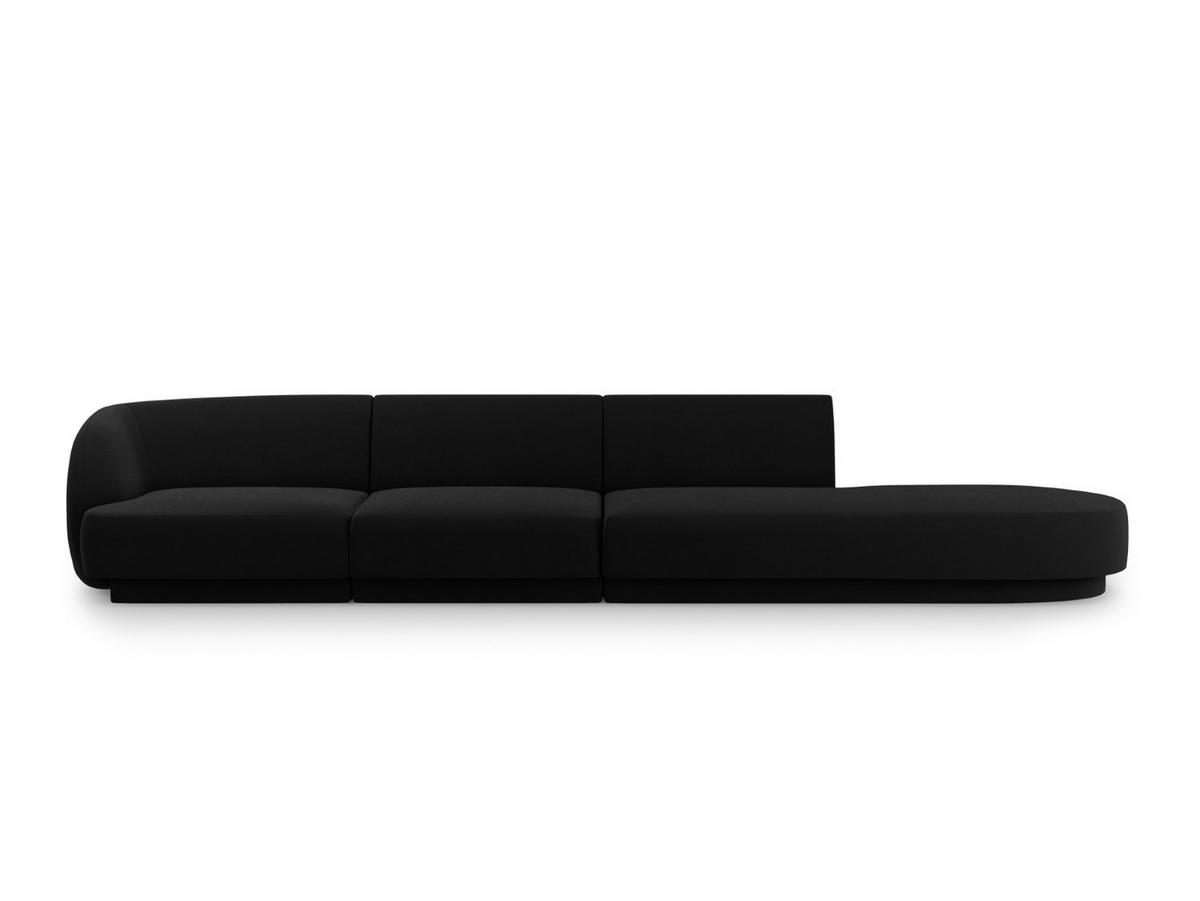 RECHTES-SOFA Miley aus Samt schwarz 4 Sitzplätze - Schwarz, Textil (90/70/323cm) - Micadoni