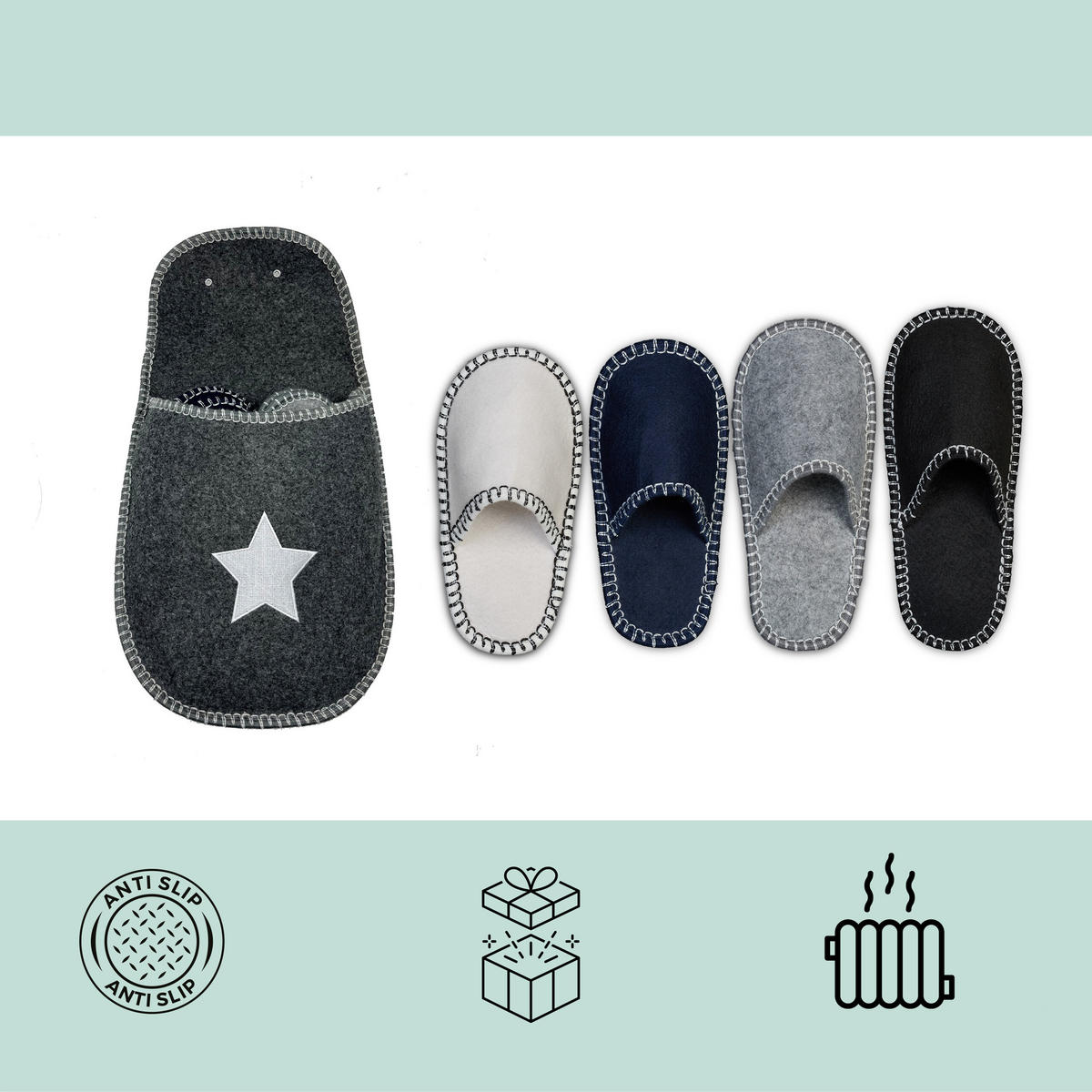 6XPANTOFLE pro hosty - různobarevná, textil (28/50/6cm) - Relaxdays