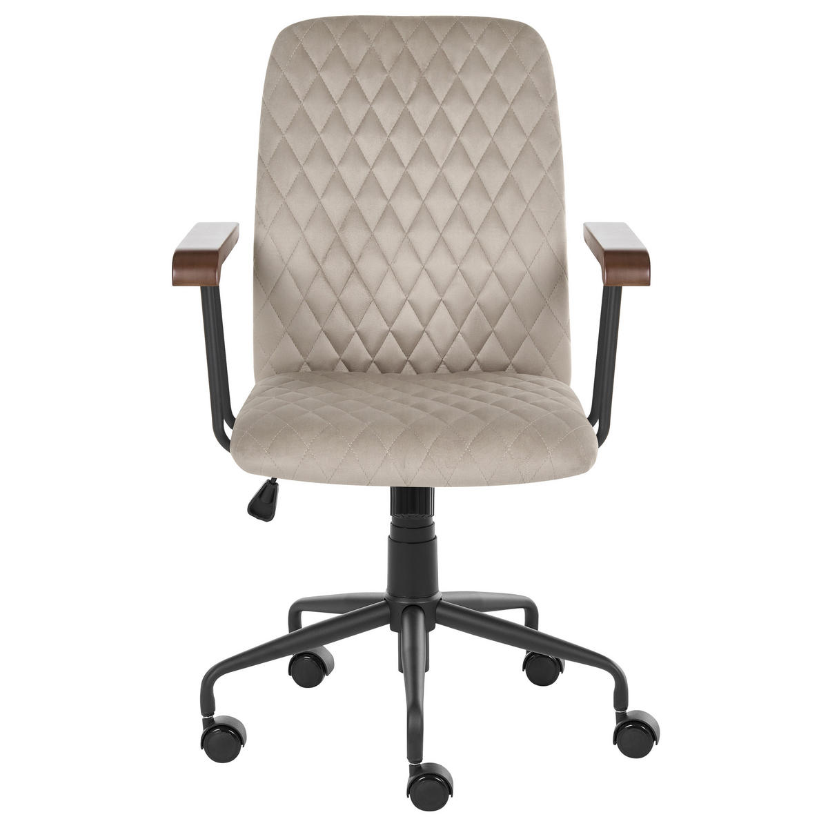 BÜROSTUHL Samtstoff Taupe Velate - Taupe, Textil/Metall (60/90/60cm) - Beliani