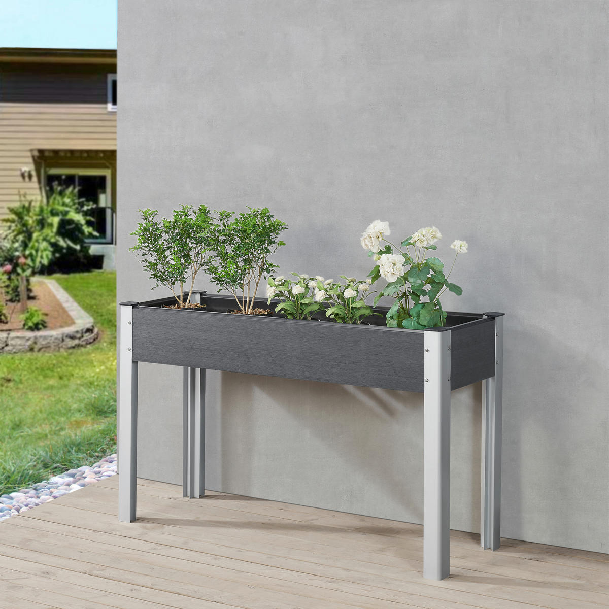 HOCHBEET Beverwijk - Dunkelgrau, Metall (125/75/40cm) - [en.casa]