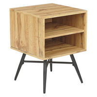 NACHTTISCH heller Holzfarbton/schwarz 40/40 cm Lubock - Hellbraun/Schwarz, Holzwerkstoff (40/55/40cm) - Beliani