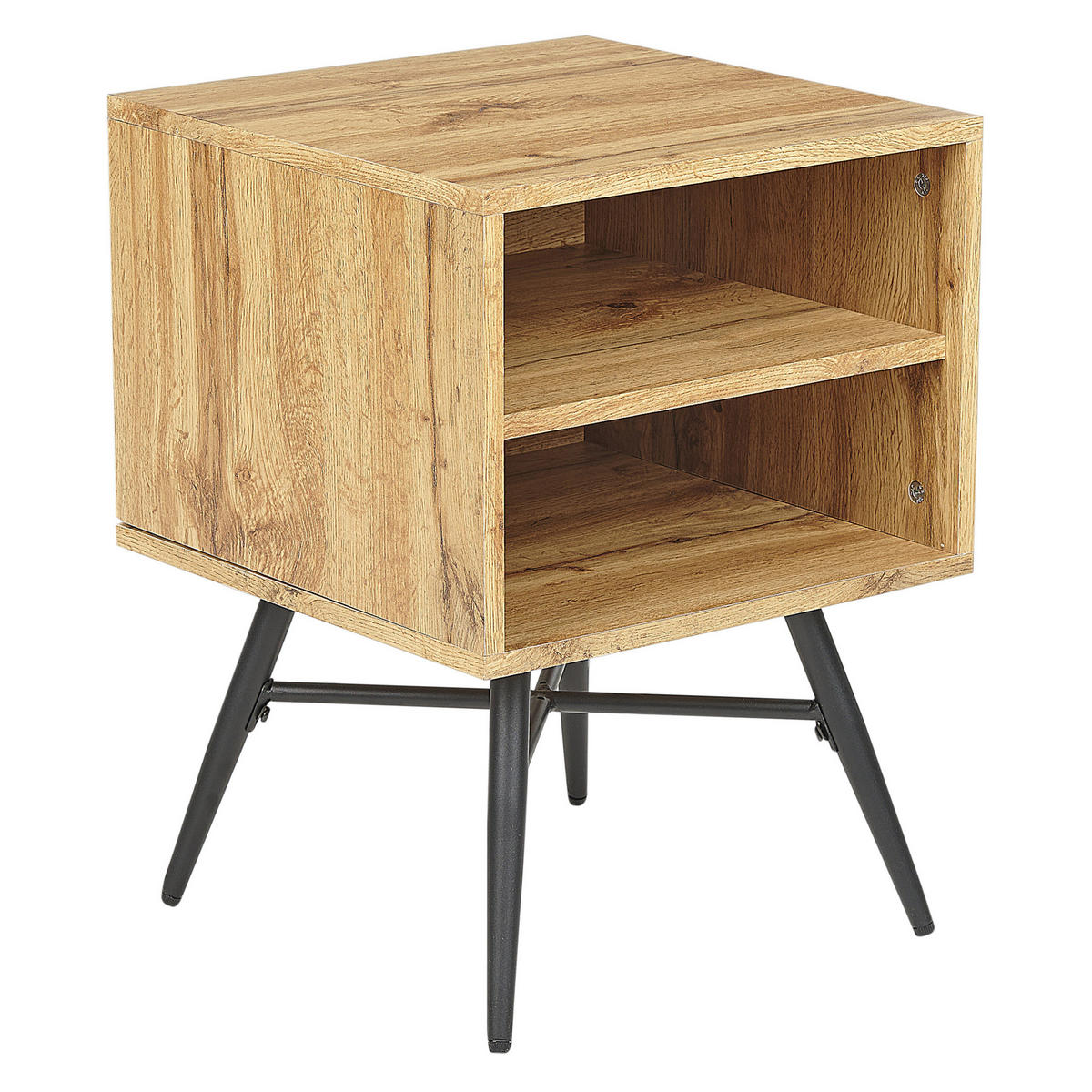 NACHTTISCH heller Holzfarbton/schwarz 40/40 cm Lubock - Hellbraun/Schwarz, Holzwerkstoff (40/55/40cm) - Beliani