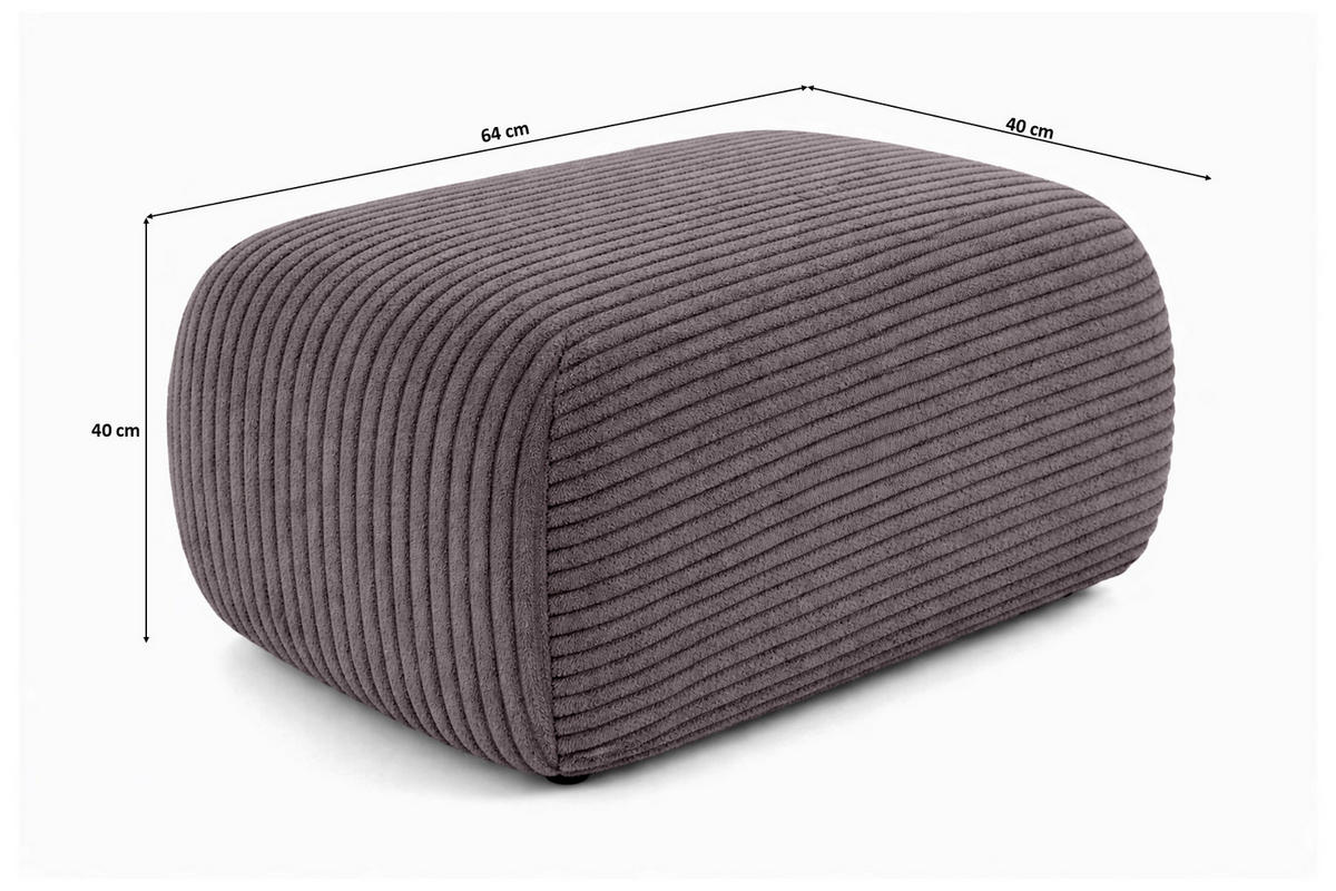 HOCKER Sitzpouf Für Wohnzimmer, Cordstoff Poso, Dunkelgrau, BIS - Dunkelgrau, Holz (64/40/40cm) - Kaiser Möbel