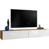 TV-HÄNGEBOARD LORETO, Wotan, Weiß Hochglanz - Eiche Wotan/Weiß, Holzwerkstoff (200/30/41.5cm) - Komodee