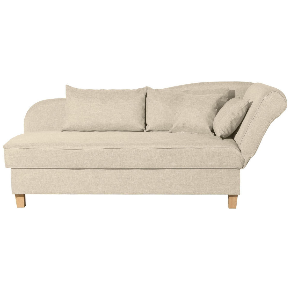 RECAMIERE mit Armteil rechts klappbar Katia Bezug Flachgewebe Buche natur / beige - Beige, Kunststoff (190/82/88cm) - 58aufmkessel