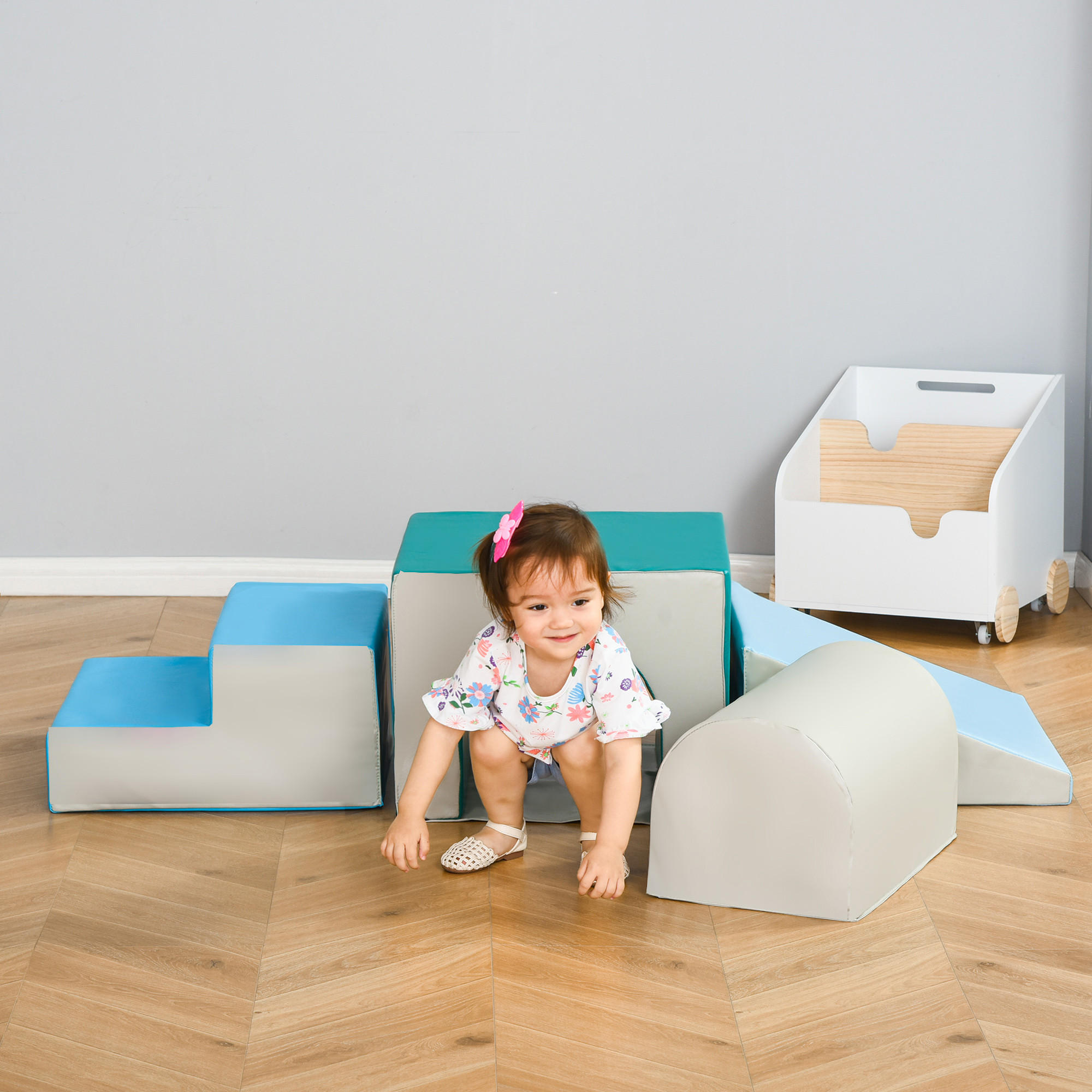 KINDER-SOFTPLAY-SET - Blau, Kunststoff (50/39/150cm) - HOMCOM