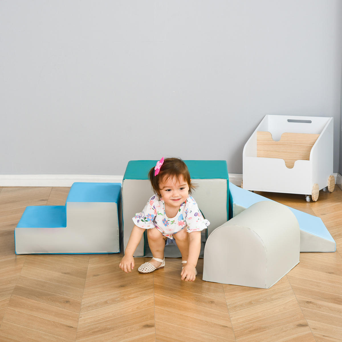 KINDER-SOFTPLAY-SET - Blau, Kunststoff (50/39/150cm) - HOMCOM