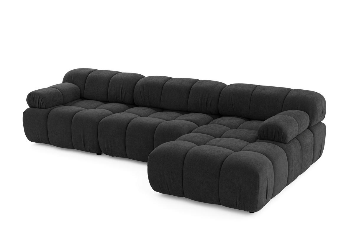 MODULARES Ecksofa MOMENTUM L, Rechts, Breite 282 cm, strukturierter Stoff, Schwarz - Chromfarben/Schwarz, Holz/Textil (155/282cm) - Muffo