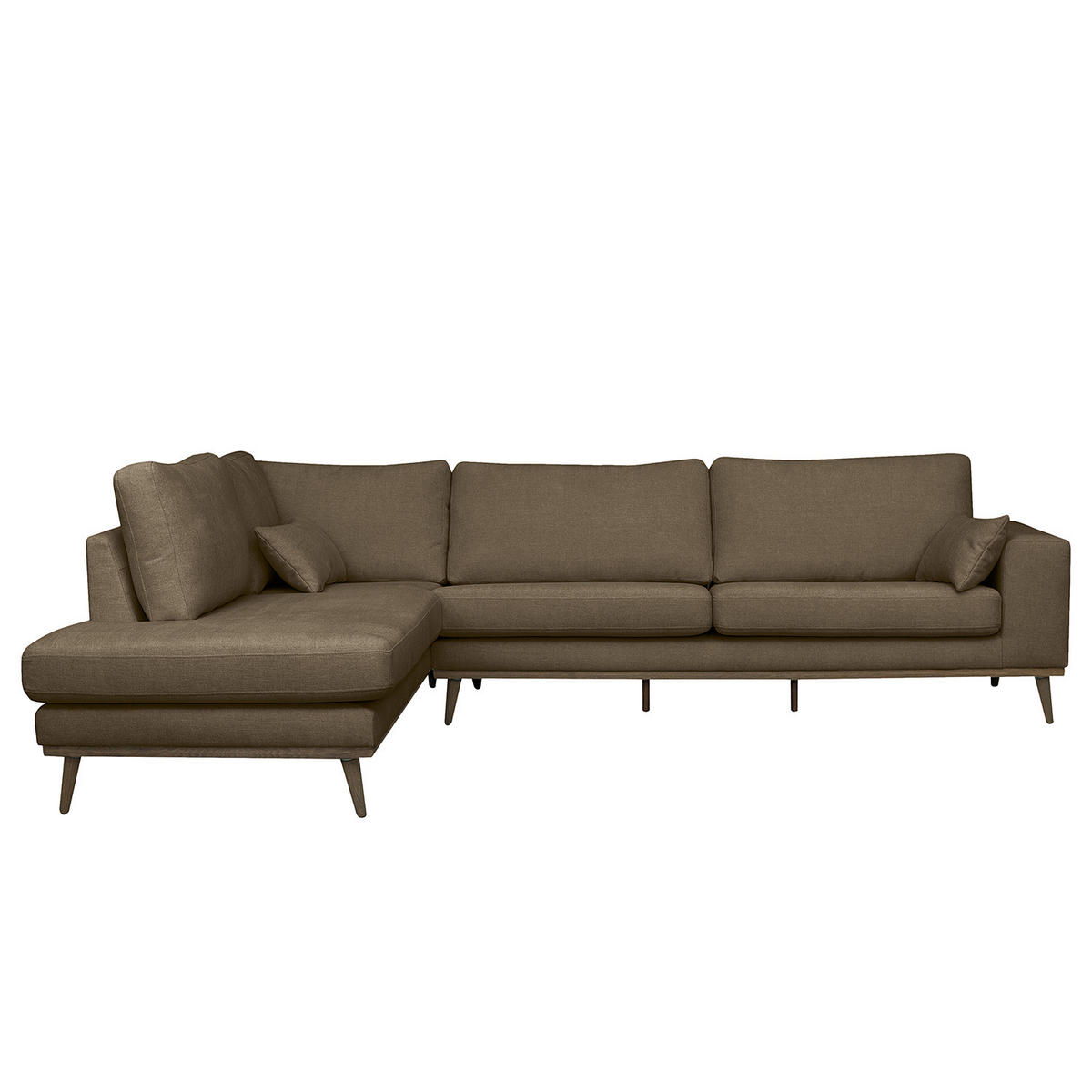 ECKSOFA mit Ottomane - Eichefarben/Beige, Eichenholz/Textil (287/219cm) - home24