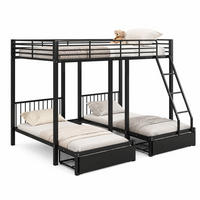 ETAGENBETT 90/200 cm & 140/200 cm in Schwarz mit 2 Schubladen - Schwarz, Metall (90/200cm) - CHICFURN