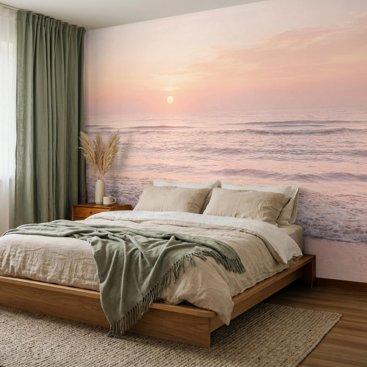 TAPETE - Sonne - Strand - Rosa - 260x200 cm - Hellrosa, Papier (260/200cm) - OnlyWow