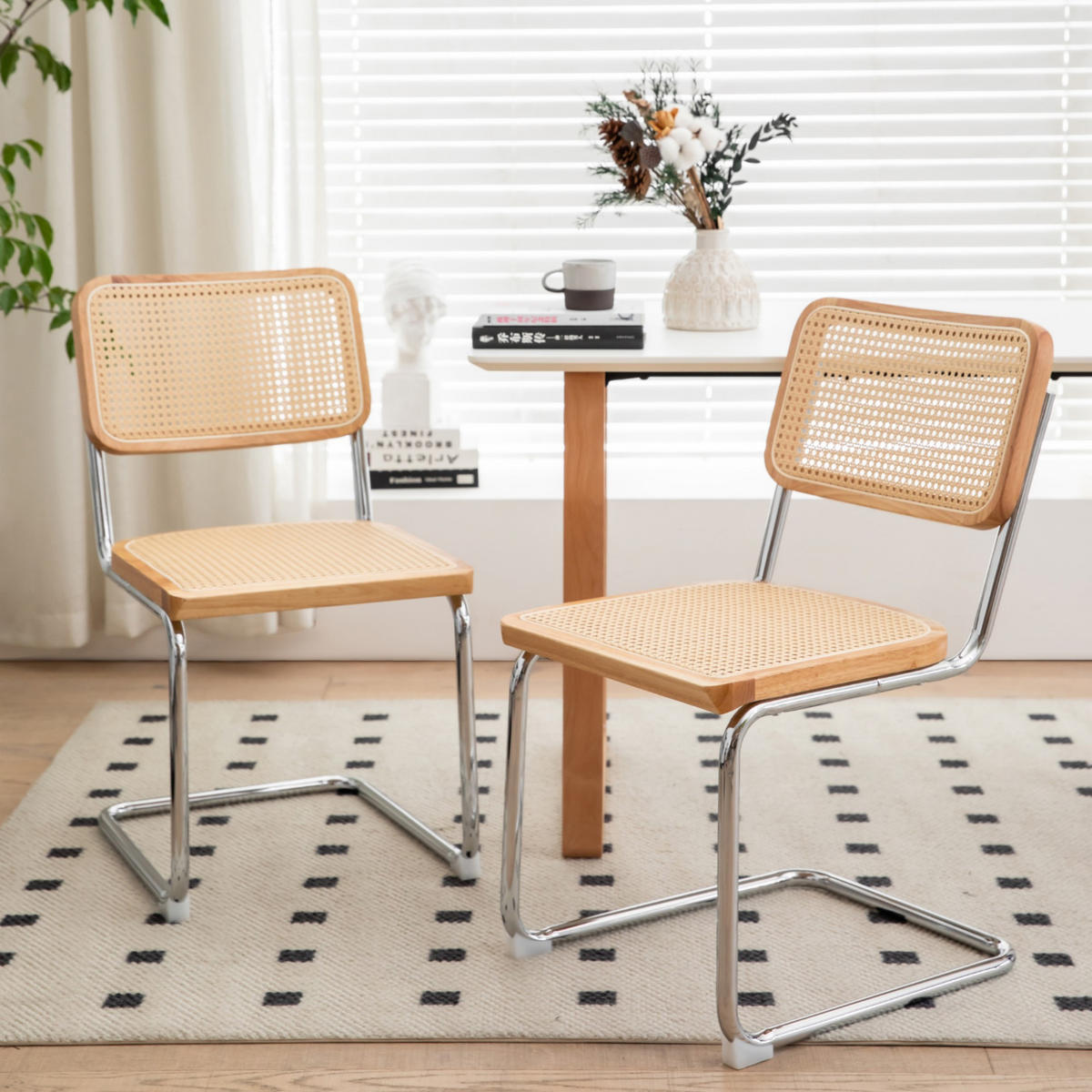 SCHWINGSTUHL 2-er Set,Freischwinger,Esszimmerstuhl,Naturfarben - Naturfarben, Metall (46.4/84.6/53cm) - LVHOM