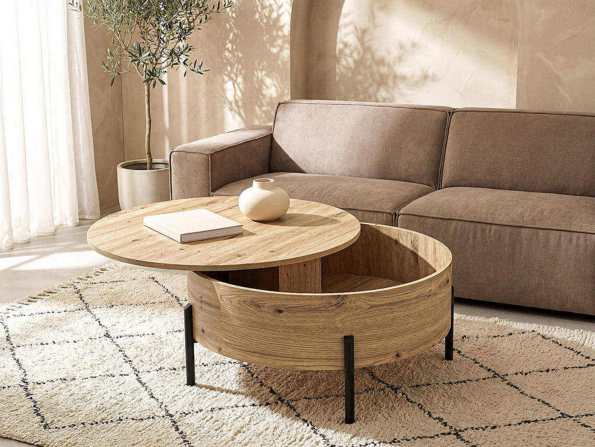 COUCHTISCH - 80 cm x 80 cm - holz - naturfarben hell Yemelia - Naturfarben, Holz (80/80/35.5cm) - Vente-Unique