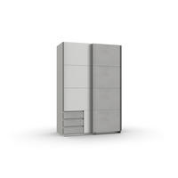 KLEIDERSCHRANK Emden in Weiß mit Beton - Schwebetürenschrank Breite 135 cm ohne Spiegel - Weiß, Holzwerkstoff (135/198/65cm)