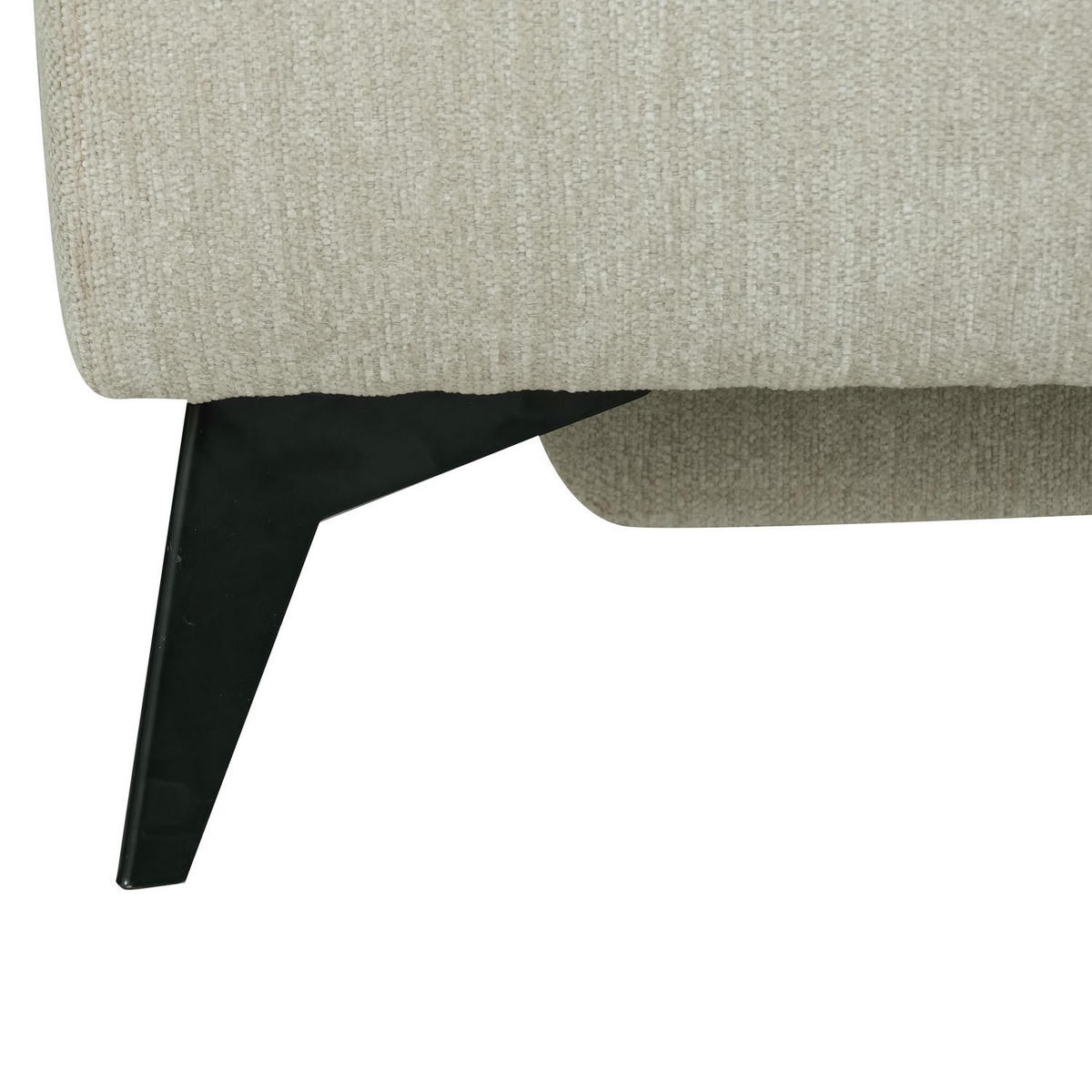 ECKSOFA Webstoff Creme Beige - Beige/Schwarz, Textil/Metall (268/156cm) - Furnhouse