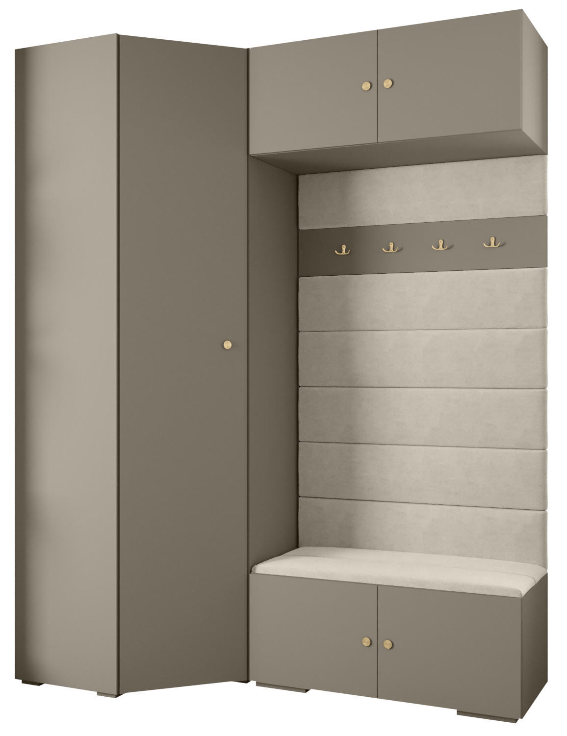 Abiks Möbel Garderoben-Set Kaschmir, Beige, Gold 181.7x236.7x47 cm