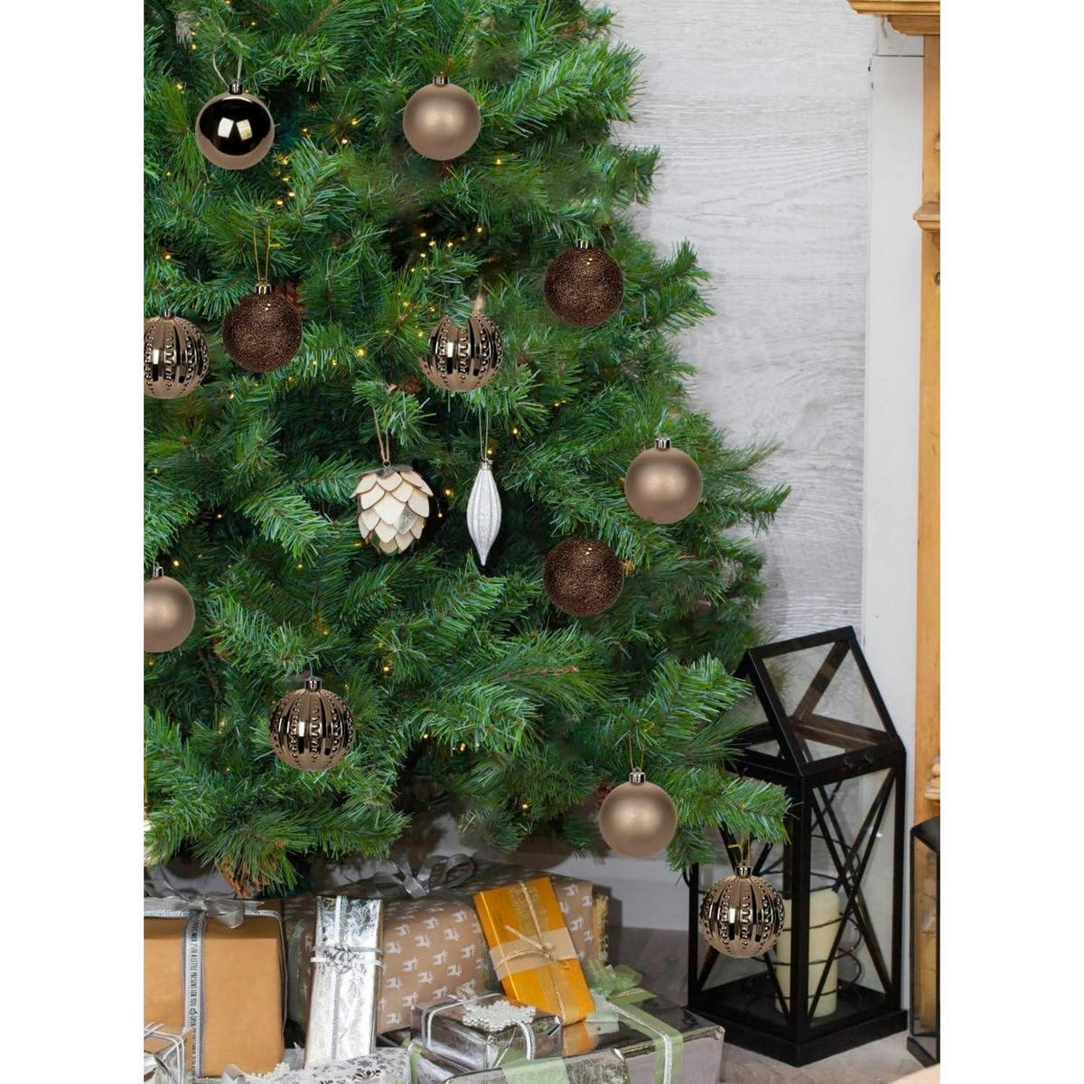 WEIHNACHTSKUGELN 12-teiliges Set Kunststoff Braun 8 cm - Bronzefarben, Kunststoff (8/8/8cm)