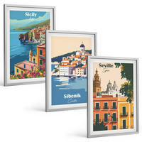 BILDER SET 3er Set - 40x60 cm Silberner Rahmen - Stadtlandschaften mit Gebäuden - Silberfarben, Kunststoff (40/60cm) - TULUP