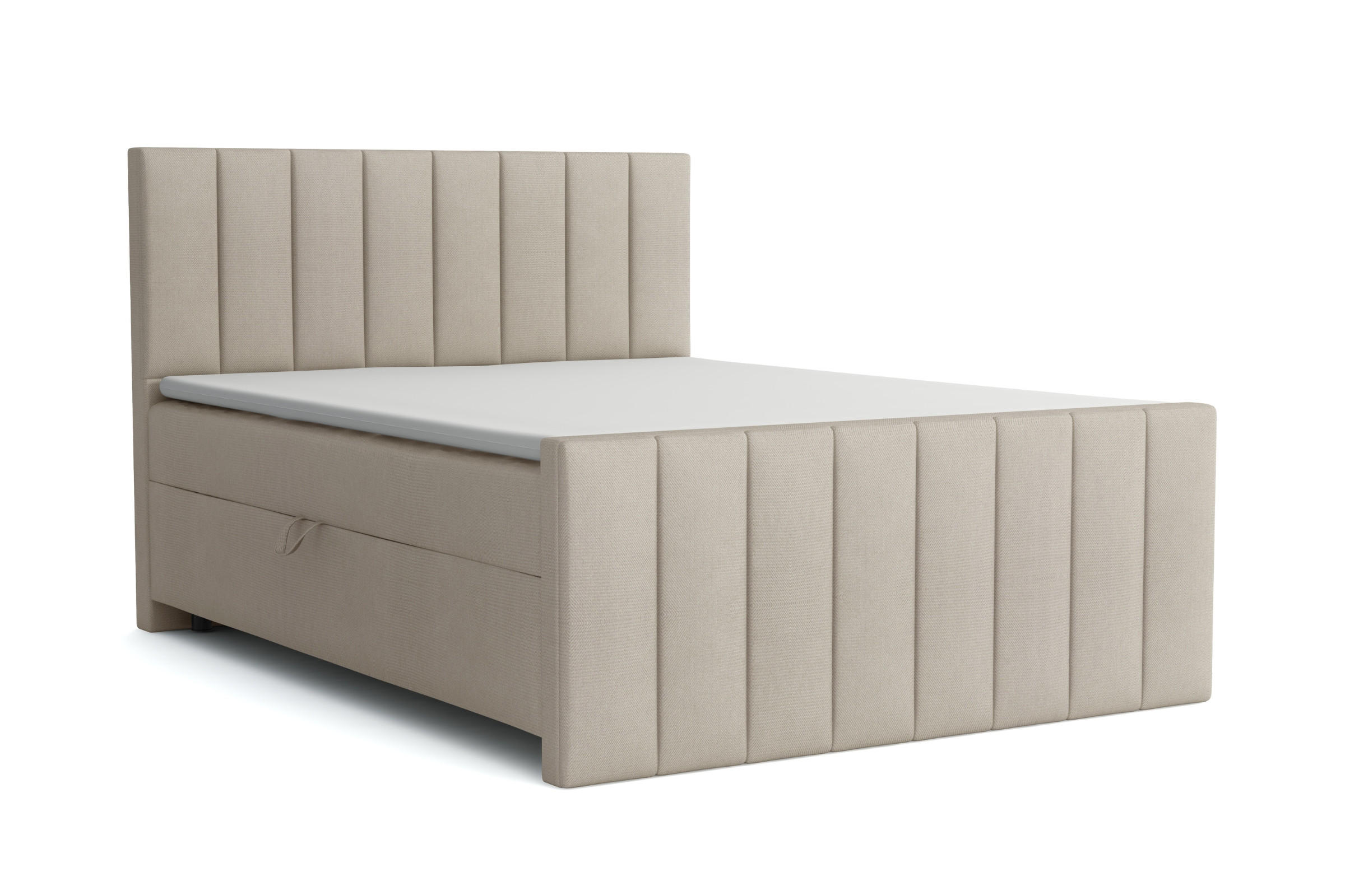 BOXBETT FEN 180/200 Velours Beige mit Bonell-Federkernmatratzen H3 - Beige, Holz/Holzwerkstoff (180/200cm) - Deine Möbel 24