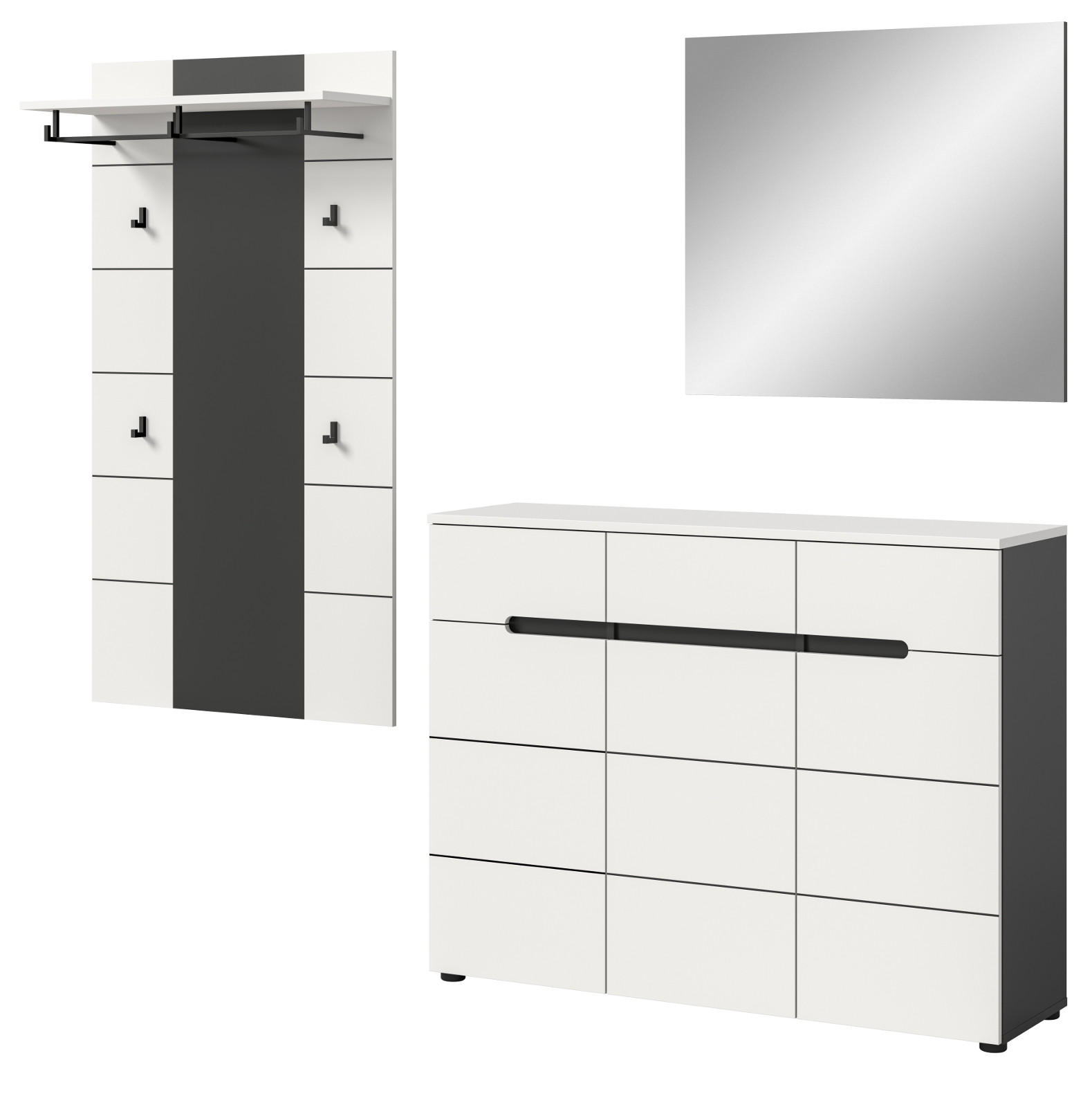 Inn.Furn Garderoben-Set Weiß, Grau 215x190x37 cm