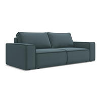 3-SITZER SOFA mit Schlaffunktion Samt Stoff Blau - Blau/Petrol, Kunststoff/Textil (255/85/105cm) - Makamii