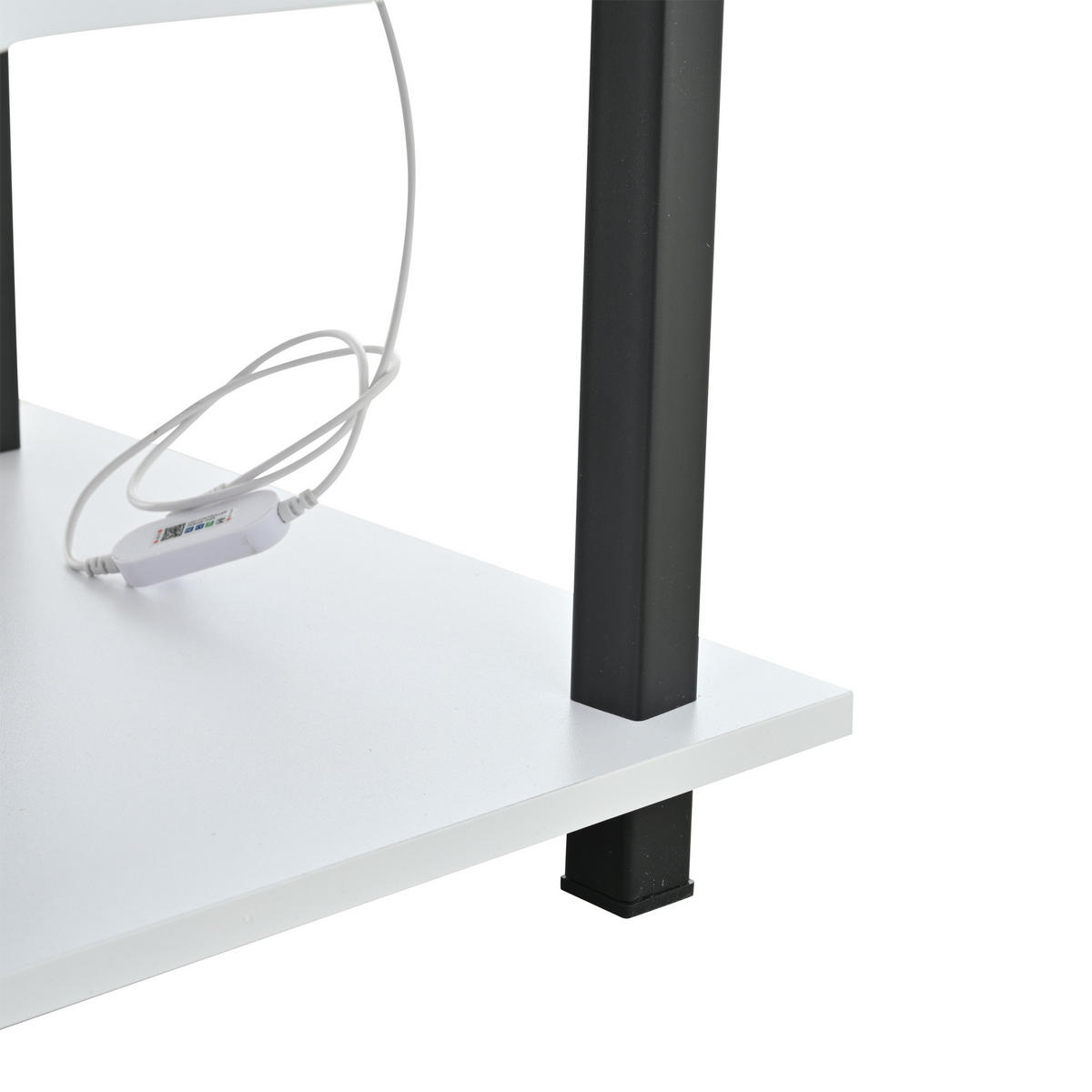 COUCHTISCH höhenverstellbar in Weiß 50/100/46 cm aus Spanplatte mit LED, Stauraum und Ablage - Weiß, Holzwerkstoff/Metall (50/100/46cm) - CHICFURN