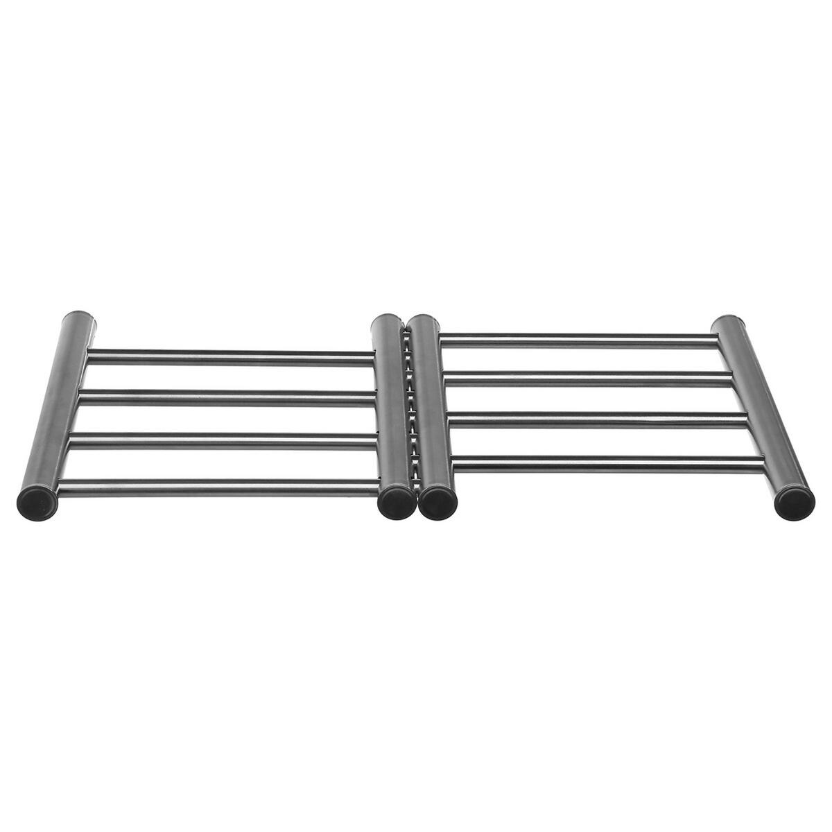 TOPUNTERSETZER Ausklappbar, Edelstahl, PP-Kunststoff, Silberfarben, 23-39 cm - Silberfarben, Holz (20/22.5cm) - 5five Simply Smart