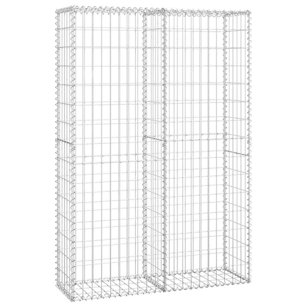 STEINKORB Gabione Mit Deckeln Verzinkter Draht 150/100/30 Cm - Silberfarben, Metall (100/150cm) - vidaXL