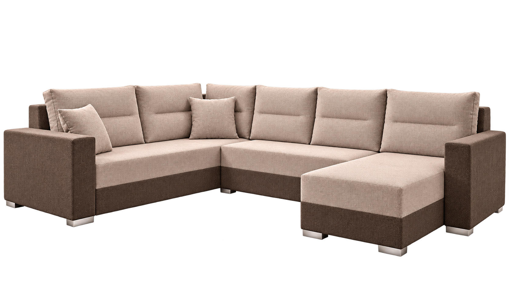 WOHNLANDSCHAFT CAPTAIN U-Form 314 cm mit hochwertigem Federkern, Schlaffunktion, Bettkasten und Ottomane links/rechts - Schwarz/Braun, Kunststoff (314/90/217cm) - Wohnideebilder