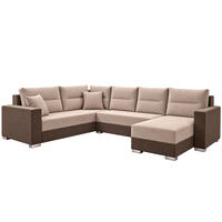 WOHNLANDSCHAFT CAPTAIN U-Form 314 cm mit hochwertigem Federkern, Schlaffunktion, Bettkasten und Ottomane links/rechts - Schwarz/Braun, Kunststoff (314/90/217cm) - Wohnideebilder