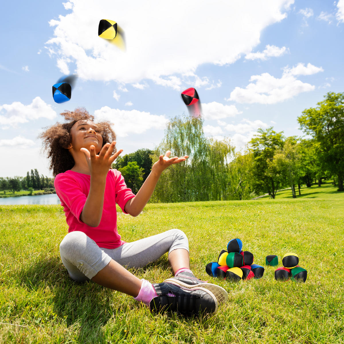 20xJONGLIERBÄLLE - Multicolor, Naturmaterialen/Kunststoff (6.5/6.5cm) - Relaxdays