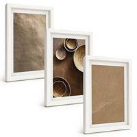 BILDER SET 3er Set - 20x30 cm Weißer Rahmen - Minimalistische Steinstrukturen - Weiß, Kunststoff (20/30cm) - TULUP