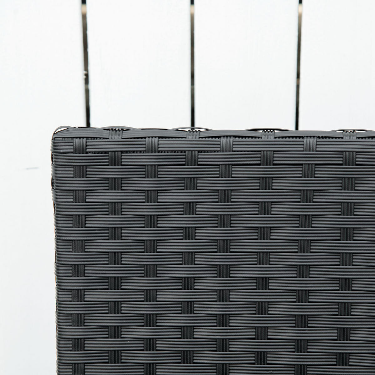 GARTENBANK 122x60x87 cm Rattan schwarz - Schwarz, Metall (122/85/60cm) - LEBENLANG