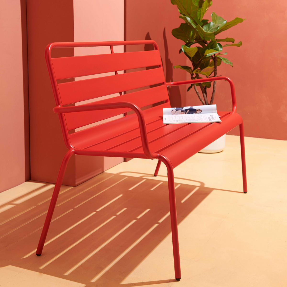 GARTENBANK, Rot - Rot, Metall (55/85/126cm) - Oviala