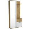 GARDEROBE Justin 97/196/30 weiß+eiche Artisan - Weiß/Sonoma Eiche, Holzwerkstoff/Kunststoff (97/196/30cm) - Beautysofa