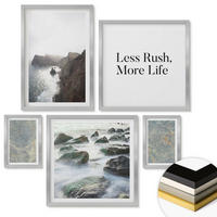 WANDBILDER 5er Set - 50x50 cm & 20x30 cm & 40x60 cm Silberner Rahmen - Grüner Marmor Melancholie - Silberfarben, Kunststoff (40/60cm) - ArtPrintCave