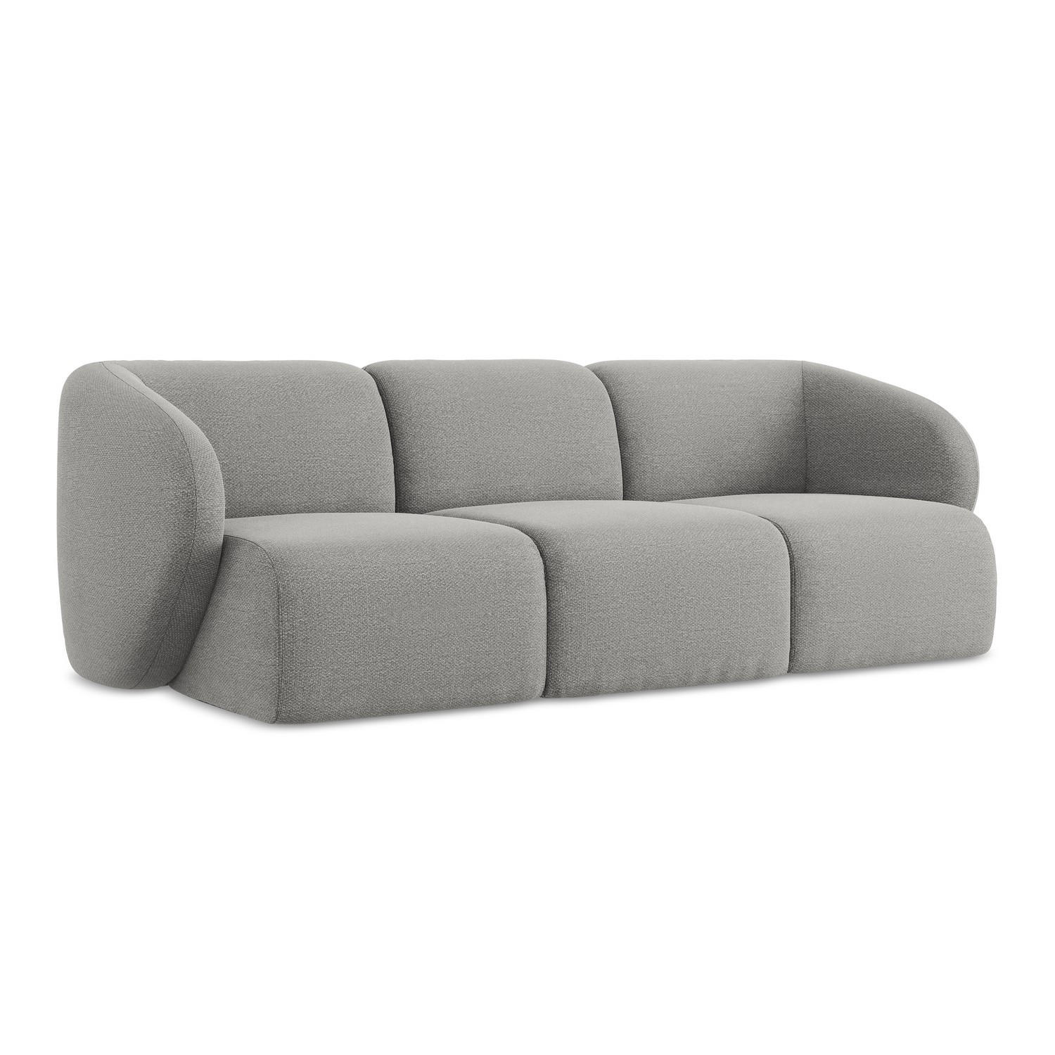 3-SITZER SOFA Bouclé Stoff Grau - Hellgrau/Schwarz, Holzwerkstoff/Kunststoff (244/75/94cm) - LaMiaSofa