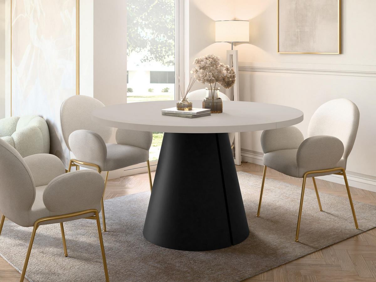 ESSTISCH Calma 120 - Kaschmir/Schwarz, Holzwerkstoff/Metall (120/120/76cm) - MIRJAN24