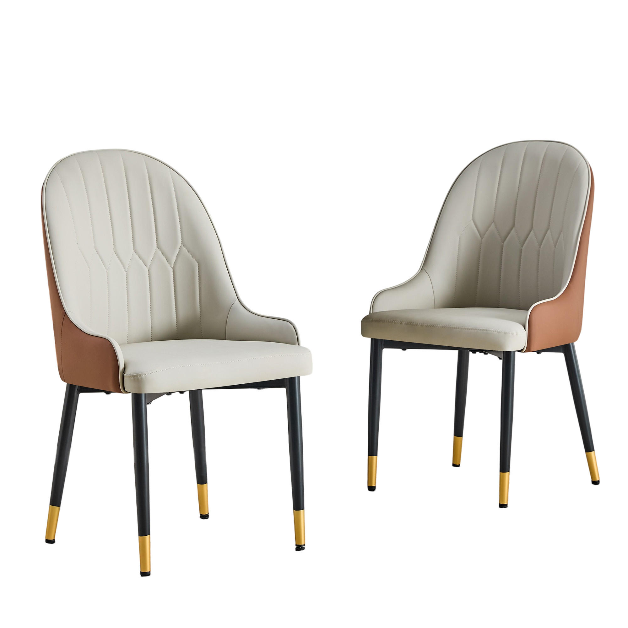 ARMLEHNSTUHL-SET DE-36680 2 Stück mit PU-Bezug und Metallbeinen Warmgrau/Braun - Multicolor, Metall (44/91/47.3cm) - ComfortXL