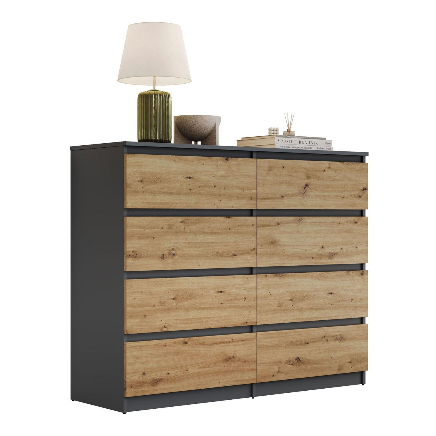 SIDEBOARD HANA M8 mit Schubladen Artisan Eiche / Anthrazit - Eiche Artisan, Holzwerkstoff (120/97/40cm) - Lookway