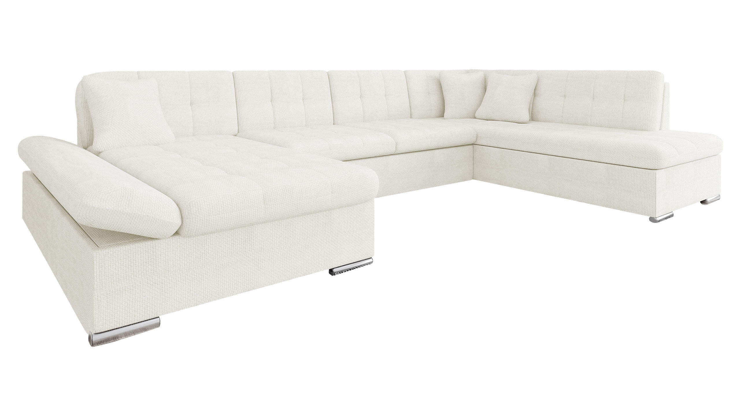 ECKSOFA Bergen, Seite: Links - Ecru/Silberfarben, Holz/Textil (345/76/205cm) - MIRJAN24