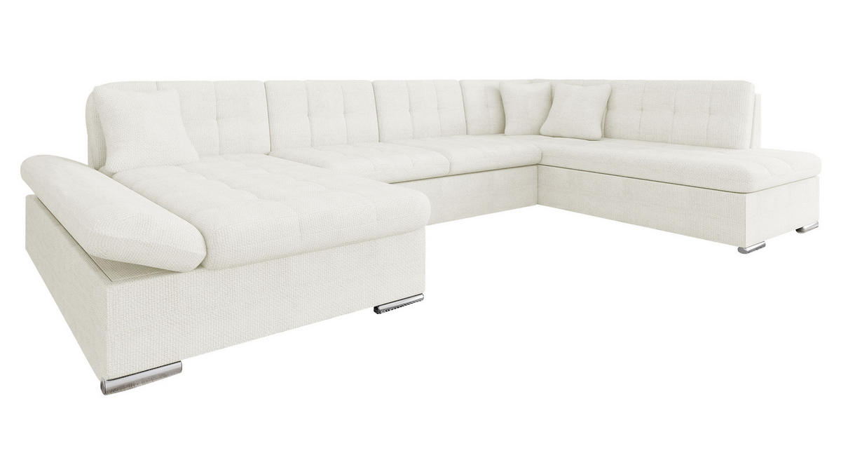 ECKSOFA Bergen, Seite: Links - Ecru/Silberfarben, Holz/Textil (345/76/205cm) - MIRJAN24