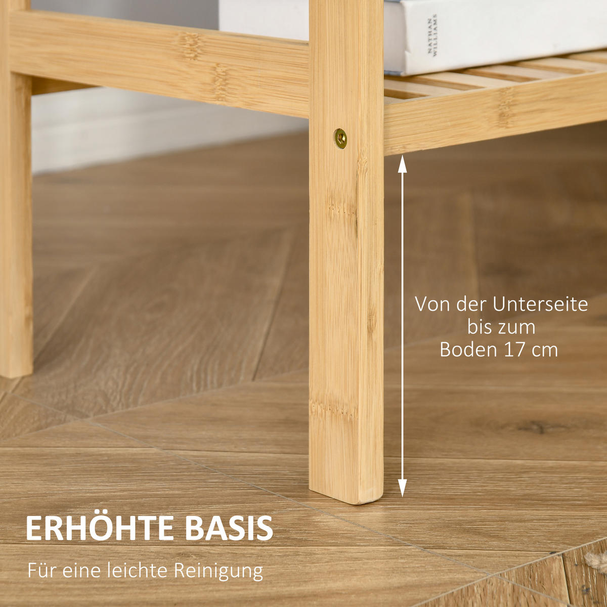 STANDREGAL Bücherregal 4-stufiges Bambusregal Büroregal Lagerregal Natur - Naturfarben, Naturmaterialien (33/112/62cm) - HOMCOM