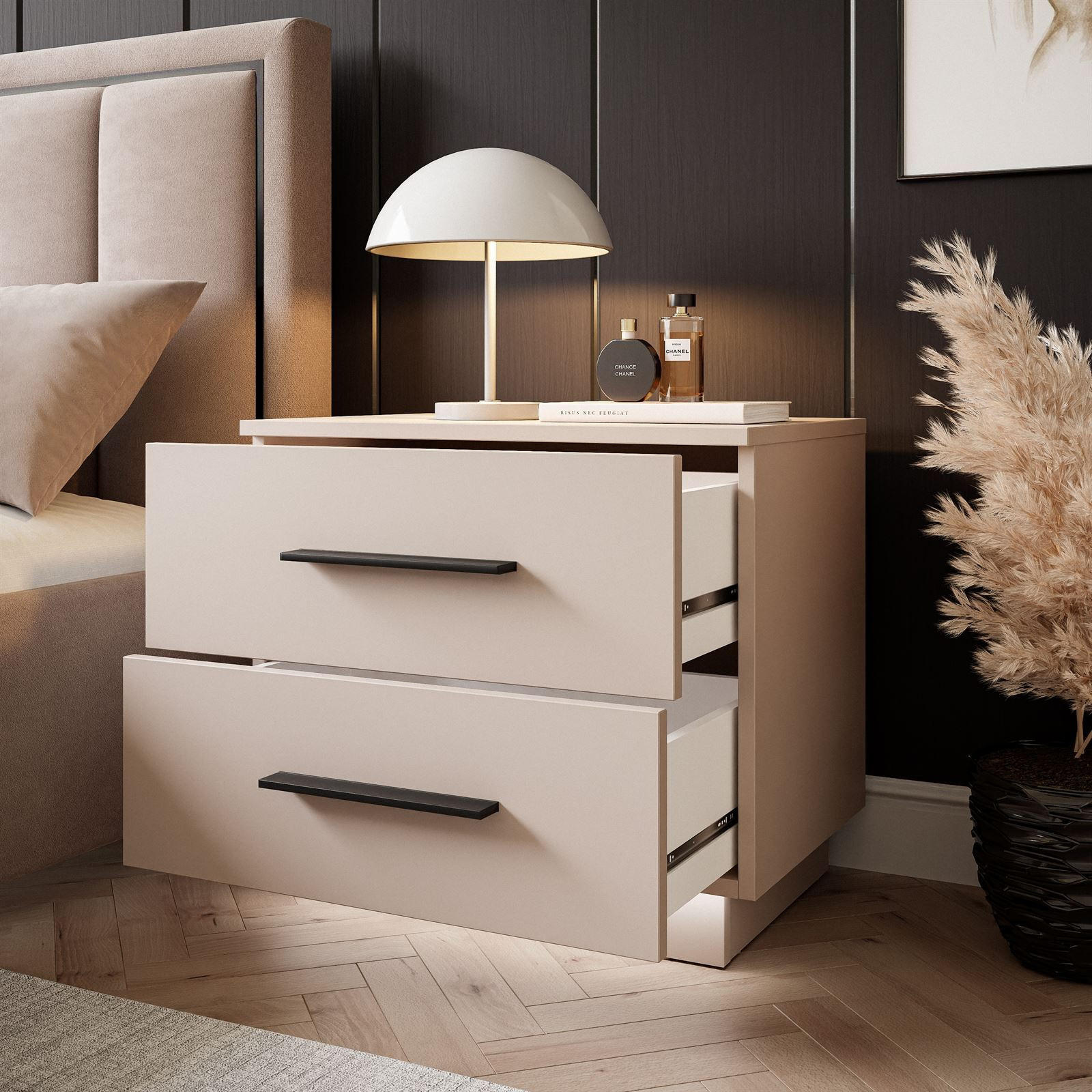 Thumbnail - Lookway Nachttisch, Kaschmir, Holzwerkstoff, 55x50x37 cm, Schlafzimmer, Nachttische