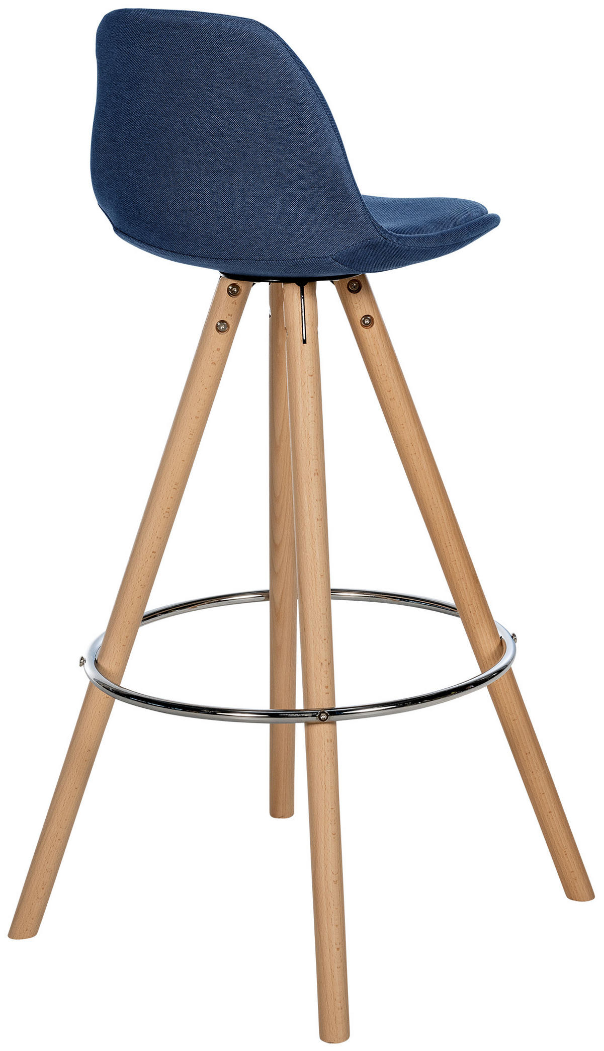 BARHOCKER PALMA Blau Stoff Braun - Blau, Holz/Textil (38/99/44cm) - DELUKE