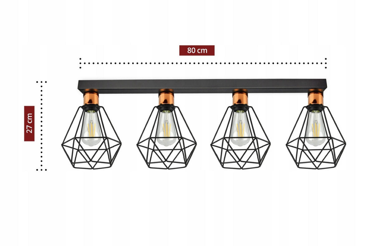 DECKENLEUCHTE EDISON II - Goldfarben/Schwarz, Metall (20/76/27cm) - kiki design