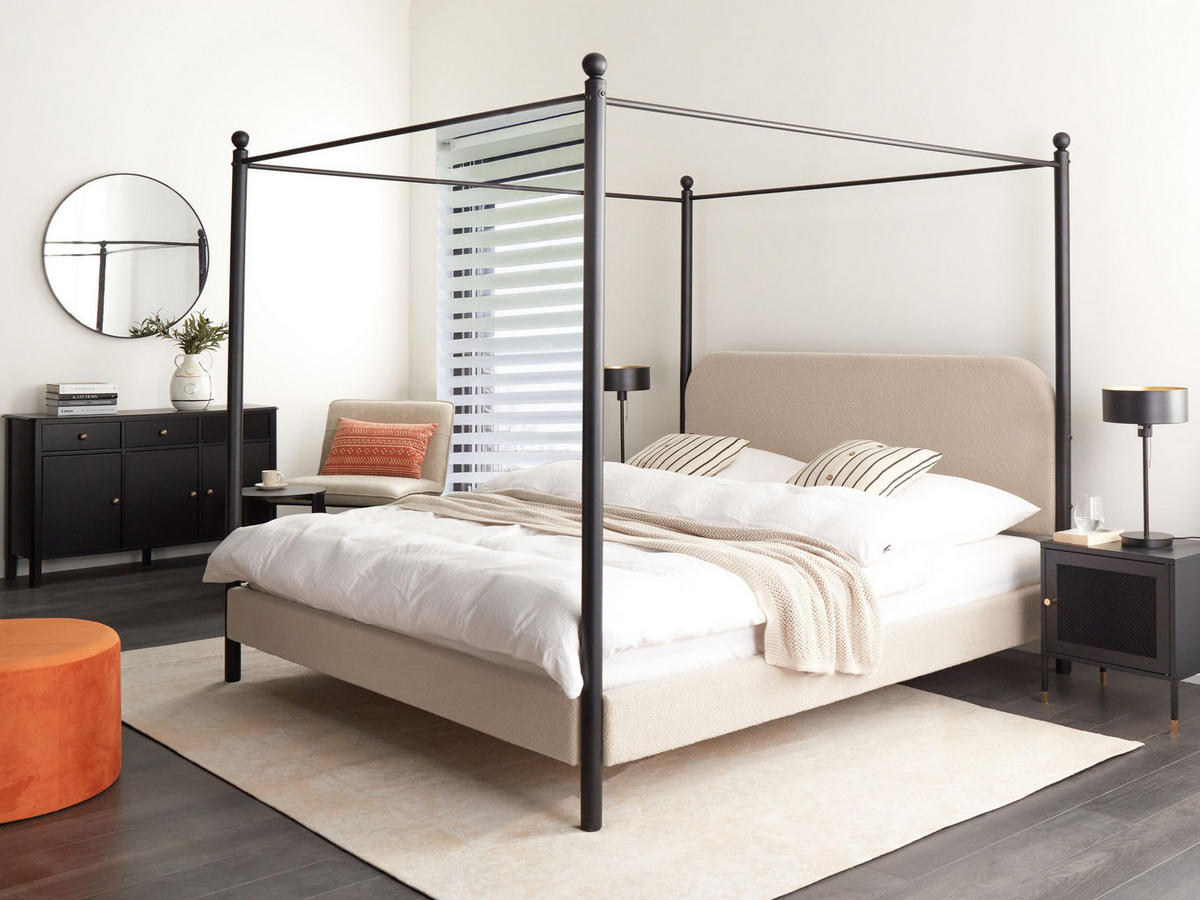 HIMMELBETT 180x200 cm Beige Dannemois - Taupe, Textil (180/200cm) - Beliani