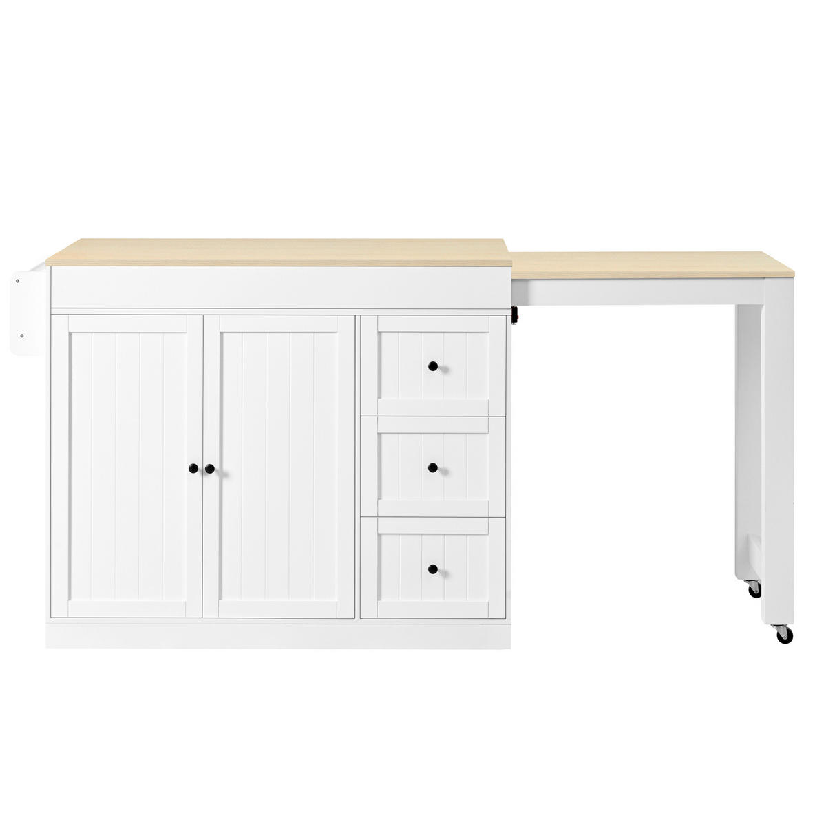 KÜCHENINSEL 112/45/93 cm weiß aus MDF mit ausziehbarer Arbeitsplatte - Weiß, Holzwerkstoff (130/93/45cm) - OKWISH